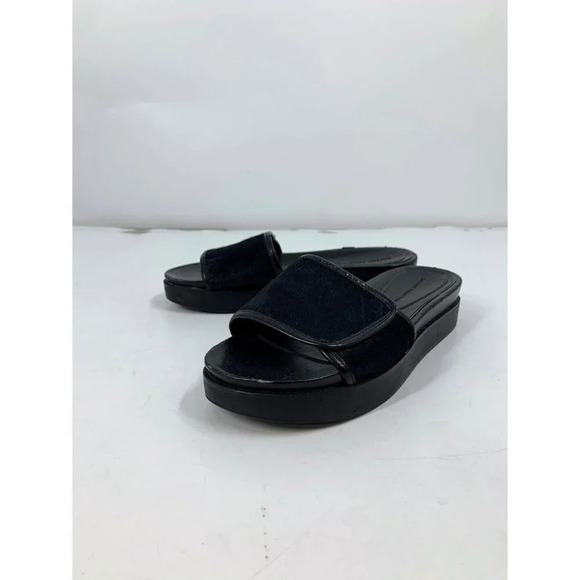 Zara Women's Furry Adjustable Strap Small Platform Slides Size 6.5 - Picture 1 of 16